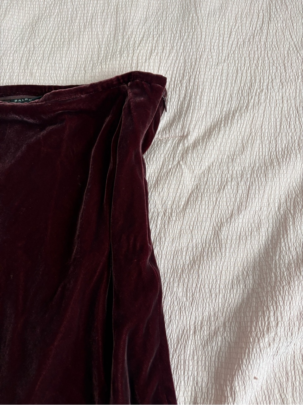 Vintage Ralph Lauren Japan Midi Burgundy Velvet Skirt - Picture 5 of 6